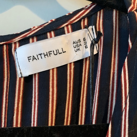 NWT FAITHFULL THE BRAND San Marino Striped Print Tilos Jumpsuit Blue Red Size 2 - Picture 9 of 9